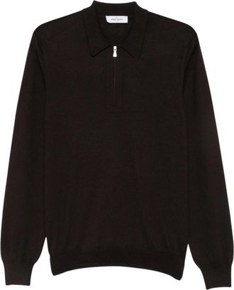Gran Sasso Tops, Heren, Zwart, S, Wol, Tennis Polo