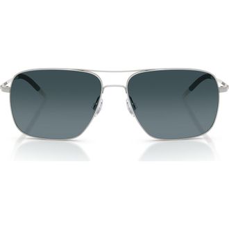 Oliver Peoples Clifton 58mm Polarized Gradient Rectangular Sunglasses in Silver /Blue Gradient Polar at Nordstrom