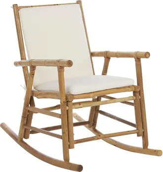 Beliani Silla mecedora de jardín madera de bambú marrón