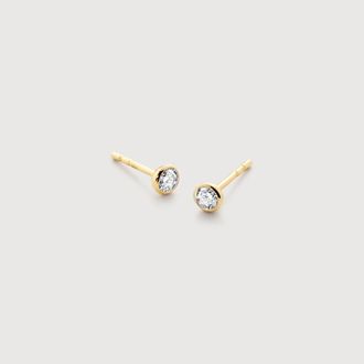 Monica Vinader Gold Solitaire Diamond Stud Earrings Lab Grown Diamond