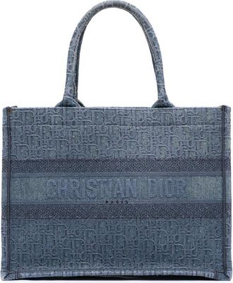 Dior Pre-owned Dior Medium Oblique Denim Book Tote Ladies 50-MA-1119