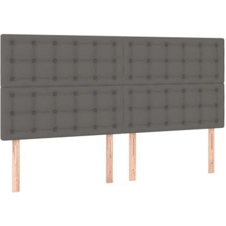 vidaXL Cabecero Con Luces Led Cuero Sint&eacute;tico Gris 200x5x118/128 Cm Vidaxl