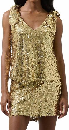 Sugarlips Cressida Sequin Sleeveless Top In Gold