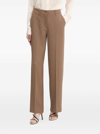 Guess Co pressed-crease trousers - women - Polyester/Elastane - S - Brown