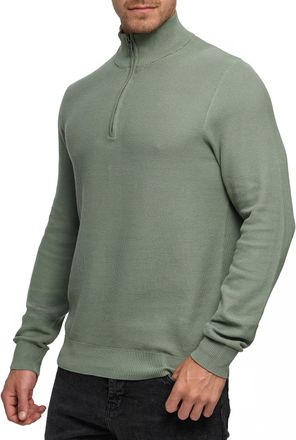 Indicode Troyer INDICODE INBarcerle Half Zip, Herren, Gr. XXL, sea spray, Strick, Obermaterial: 100% Baumwolle, unifarben, regular fit normal, ohne Ausschnitt,