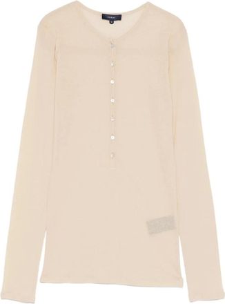 SOEUR Isabella Long-Sleeve T-Shirt - Dames - Ronde hals truien - Beige - M - Katoen - Truien & Vesten