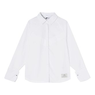Nike (WMNS) Nike Nsw Icn Clsh Wvn Ls Top Casual Sports Breathable Long Sleeves Autumn White Shirt DD5051-100