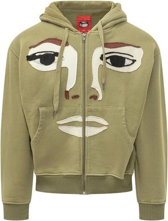 KidSuper Studios Face Hoodie - Heren - Sweatshirts & Hoodies - Groen - Maat: L