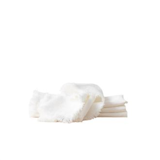 LinenMe Terra Fringe Linen Napkin - Set Of 4 In Off-White