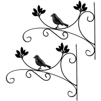 OEM 2 Ganchos Colgantes Para Plantas Con Forma De P&aacute;jaro Negro, Soportes Met&aacute;licos Para Cestas Colgantes Para Jard&iacute;n Y Balc&oacute;n -crezuo