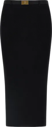 Elisabetta Franchi Black Viscose Midi Womens Skirt