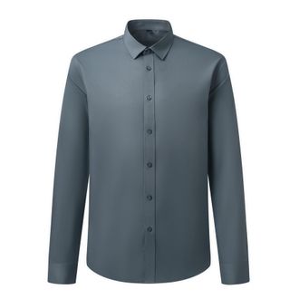 AlltheMen Mens Dress Shirt Long Sleeve Business Bamboo Fiber Shirt Button Down Regular Fit Grey M