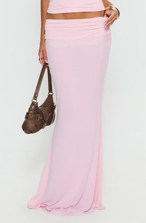 Princess Polly Zespri Lace Trim Jersey Maxi Skirt in Pink at Nordstrom, Size 10