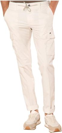 Mason's Broeken, Heren, Wit, 3Xl, Katoen, Slim Fit Cargo Broek in Parachute Stof