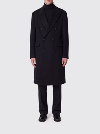 Tagliatore Double-Breasted Long Coat in Pure Virgin Wool