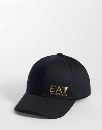 Emporio Armani Armani EA7 cappellino da baseball con logo nero e oro
