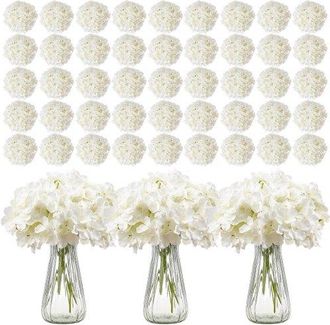 OEM Flores Artificiales, 305 Hortensias Artificiales De Seda Blanca De Aspecto Real A Granel, Artificiales Blancas Con Tallos Para Ramos De Boda, Centros 