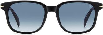 David Beckham 53mm Rectangular Sunglasses in Black/Dark Blue Sf at Nordstrom