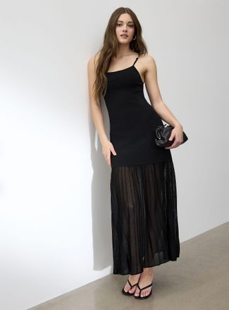 Icone Womens Dense knit knots straps maxi dress