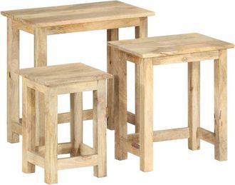 vidaXL Vidaxl - Mesas apilables 3 unidades madera maciza de mango