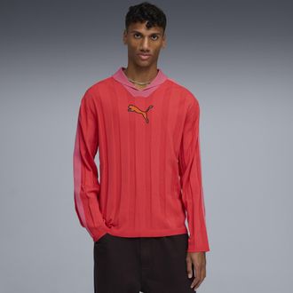 Puma Polo a maniche lunghe T7 da uomo, Abbigliamento, Rosso, XS