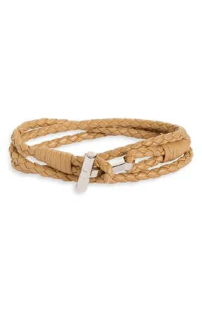 Tom Ford Mens Scoubidou Braided Leather Bracelet in Eiz Walnut at Nordstrom, Size X-Large