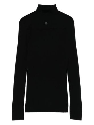 Maje ribbed high-neck top - women - Silk/Wool - 0 - Black