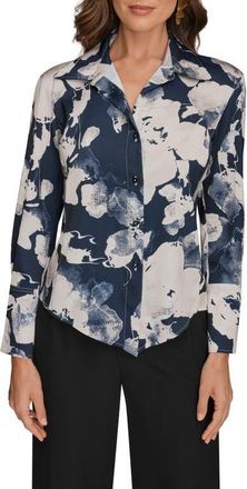 DKNY Floral Button-Up Shirt in Dark Nightfall Multi at Nordstrom, Size X-Small