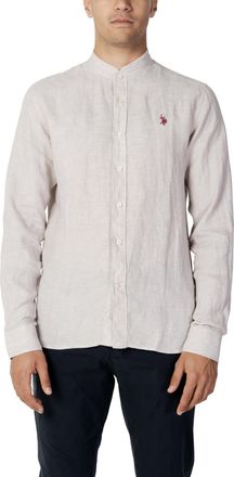 U.S.Polo Association Linen Long Sleeve Mandarin Collar Shirt