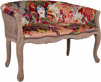 Wanderlust Deco Sofa de madera tapizado madera de caucho, 100% poliester rojo