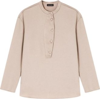 Emporio Armani Crepe Twill Shirt - Dames - Blouses - Beige - XL - Overhemden