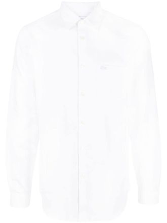 Lacoste logo-embroidered long-sleeve cotton shirt - White