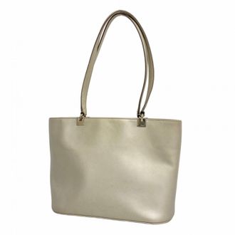 Ferragamo Silver Leather Tote Bag (Pre-Owned)