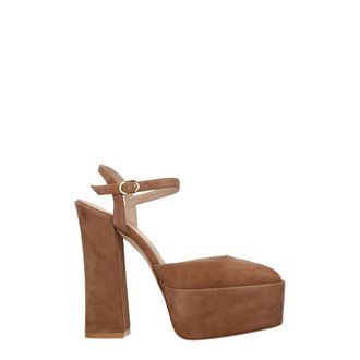 Stuart Weitzman Beige Leather Platform Womens Sandals