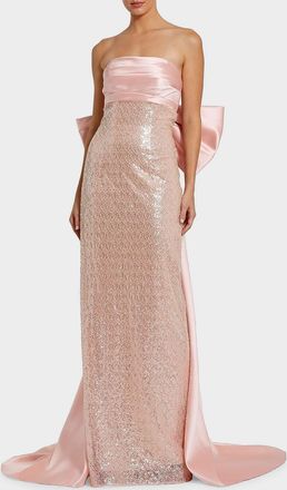 Mac Duggal Strapless Bow-Back Sequin Column Gown