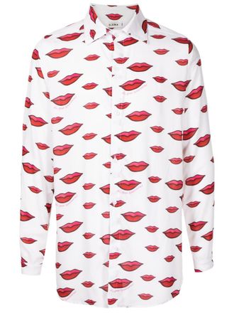 Amir Slama Shirt met lippen patroon - Wit