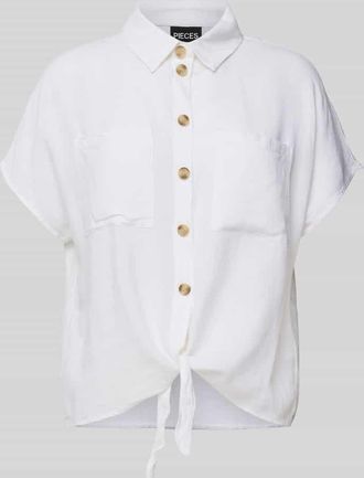 Pieces Regular Fit Hemdbluse aus Viskose-Leinen-Mix Modell PIA in Weiss, Gr&ouml;&szlig;e XS