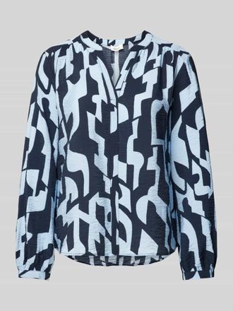 s.Oliver Red Label Comfort Fit Langarmbluse mit Allover-Muster in Marine, Gr&ouml;&szlig;e 34
