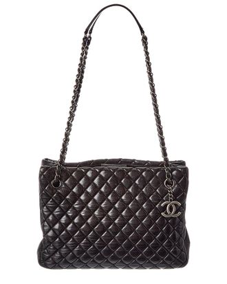 Chanel Black Lambskin Leather Cc New Bubble Tote (Authentic Pre-Loved)