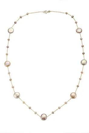 Effy 14K Yellow Gold Multi Color Freshwater Pearl Long Station Necklace in 14K Gold at Nordstrom, Size 17
