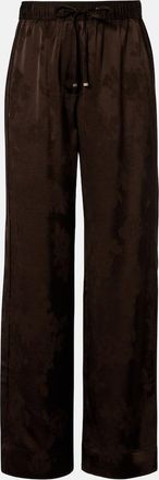 Ganni Satin jacquard wide-leg pants