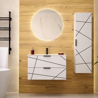Petits Meubles Conjunto mueble lavabo individual paneles de melamina y mdf blanco
