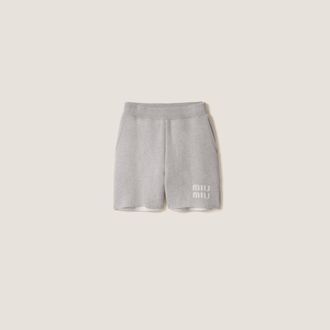 Miu Miu Double Cashmere Shorts, Woman, Grey, Size 36