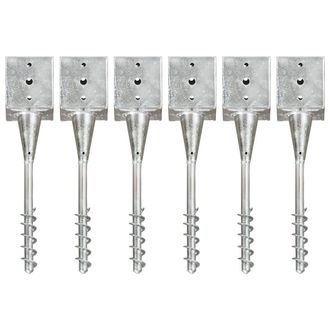 vidaXL Vidaxl - Picas De Tierra 6 Uds Acero Galvanizado Plateado 12x12x56 Cm