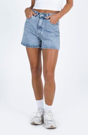 Princess Polly Tropicana High Waist Denim Shorts in Blue at Nordstrom, Size 12