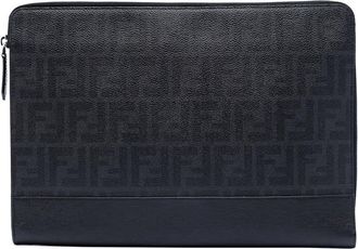 Fendi Pre-owned Fendi Leather Trimmed Zucca Coated Canvas Clutch Ladies G0CY4IG8JVQQWKKY