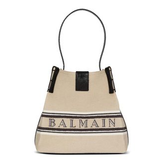 Balmain Shoulder Bags, female, Beige, ONE SIZE, Release Bucket Bag