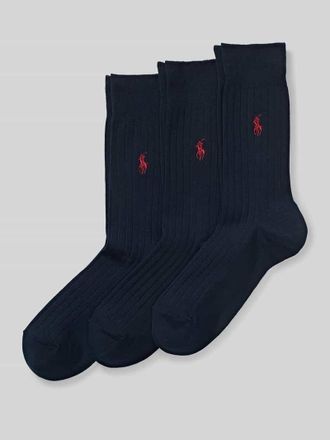 Ralph Lauren Socken mit Logo-Stitching im 3-er-Pack in Dunkelblau, Gr&ouml;&szlig;e 39-42