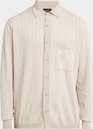 Brioni Mens Long-Sleeve Striped Sweater