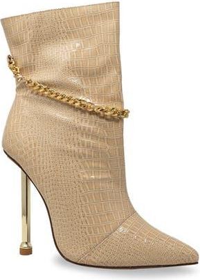 Chase + Chloe by Intouch Footwear Chain Embellished Stiletto Heel Bootie in Nude Croc at Nordstrom Rack, Size 5.5